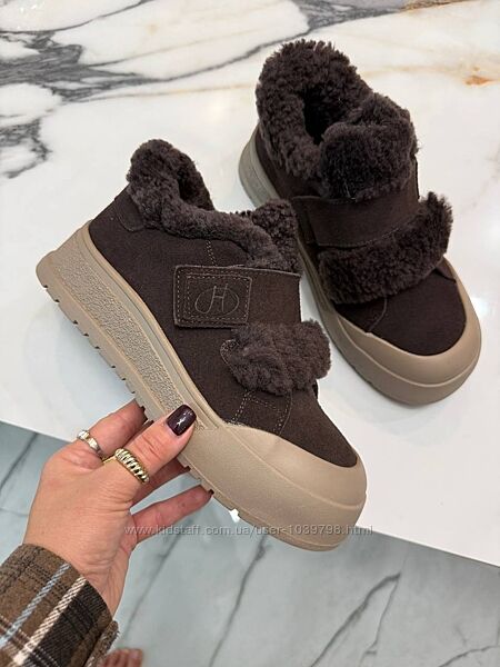 Зимові черевики на липучках. Натуральна замшева шкіра