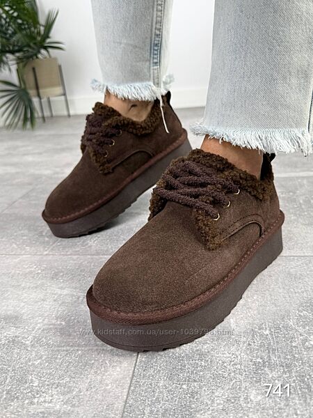 Зимові черевики - сноубутси на шнурівці. Натуральна замшева шкіра