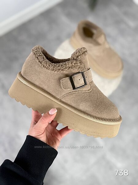 Стильні черевики - сноубутси Tera на потовщеній підошві. Натуральна замша