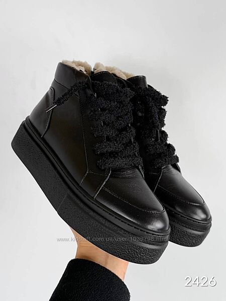 Зимові черевики в спортивному стилі Тедді. Натуральна шкіра. Два види