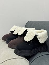 Зимові черевики з відворотом Teddy. Натуральна замшева шкіра. Два види