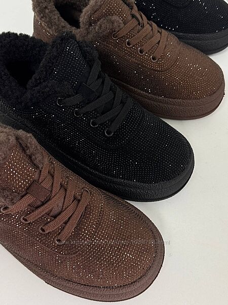 Зимові кеди з камінцями Boss Victor. Натуральна замшева шкіра