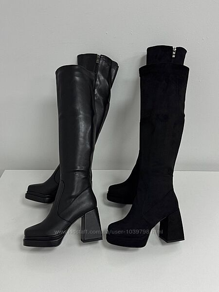 Демісезонні чоботи на стійкому підборі. Два види