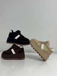 Демісезонні кеди на високій підошві. Натуральна замша та шкіра. Три види