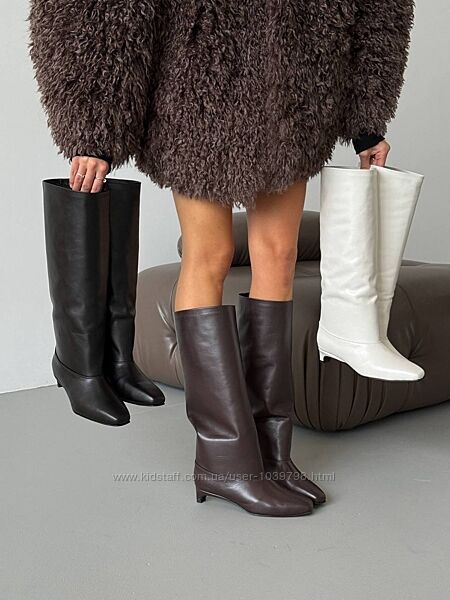 Чоботи з витонченим квадратним носиком. Преміум якість. Україна