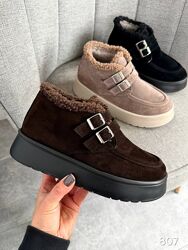 Утеплені черевики лофери -Ponero-. Натуральна замшева шкіра. Три види