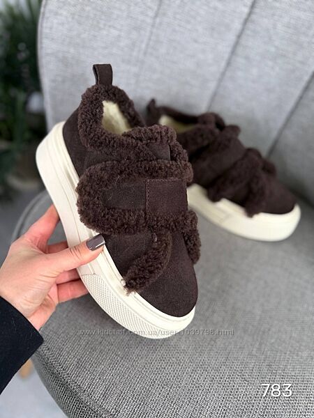 Кеди зимові на липучках. Натуральна замшева шкіра