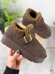 Низенькі зимові черевиики лофери. Натуральна замшева шкіра