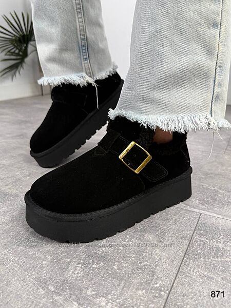 Низенькі зимові черевиики лофери. Натуральна замшева шкіра