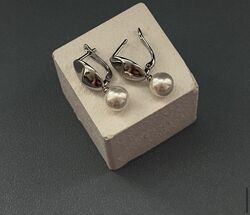 Сережки з перлами медичний сплав 