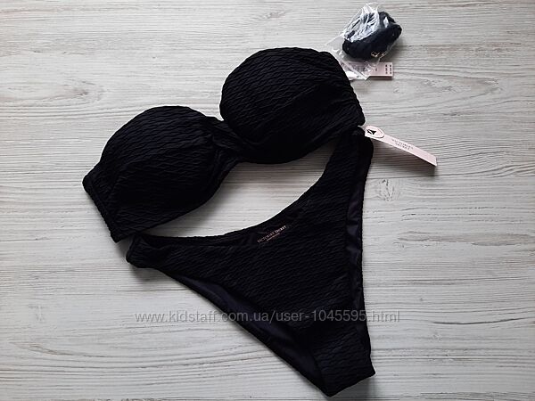 Черный купальник бандо пуш-ап Victorias Secret оригинал 32С 75В бразилианы