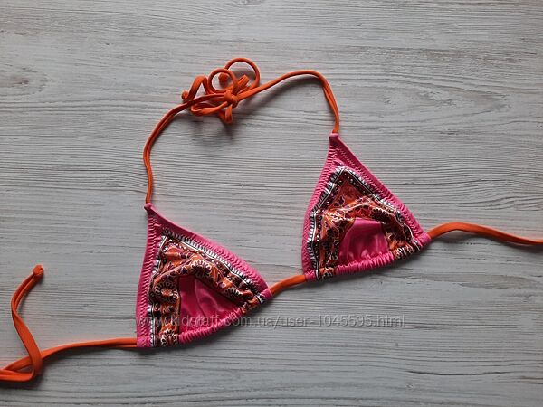 Розовый яркий купальный лиф топ треугольники Италия купальник без пуш-апа S