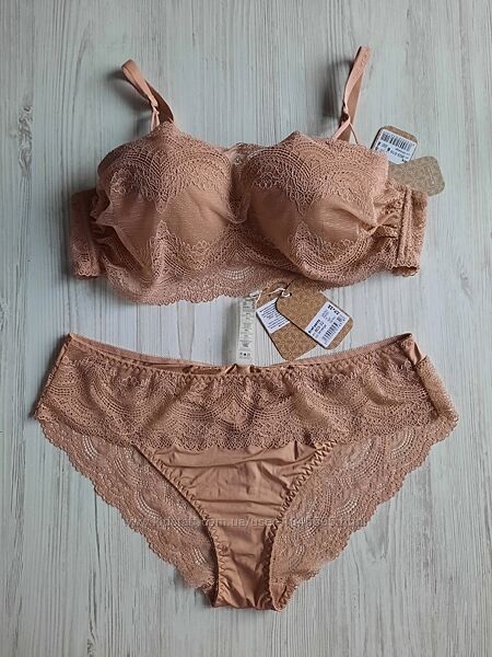 Anabel arto бежевый нюдовый комплект белья р.48 XL съемный пуш-ап анжелика