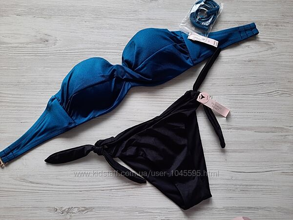 Черный темно-синий омбре купальник бандо пуш-ап Victorias secret оригинал