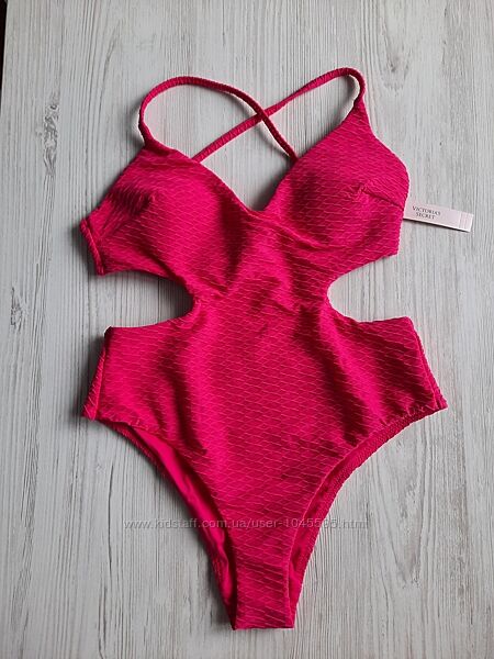 Розовый яркий купальник монокини сдельный цельный Victorias secret оригинал