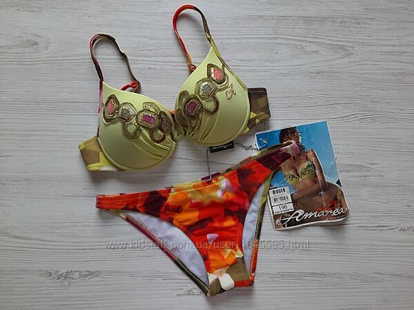 Купальник Амареа Италия Amarea пуш-ап р.42в 70в 75в с пайетками пайетки