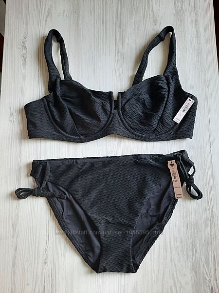 Черный купальник на большую грудь без пуш-апа и поролона чашка Д Е 90Е 90Д