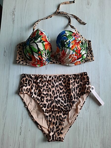 Леопардовый купальник на большую грудь чашка д 80д d 80d Victorias secret 