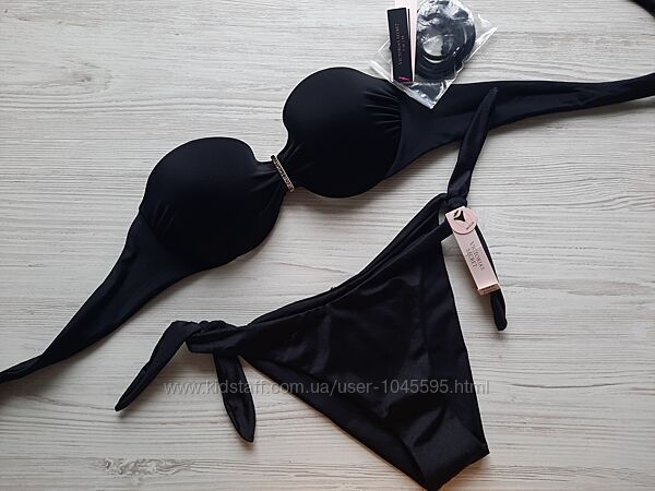 Черный купальник бандо пуш-ап Victorias secret оригинал 34А 75А чашка А