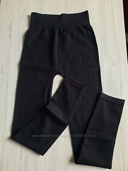 Черные спортивные леггинсы женские новые в рубчик р. М