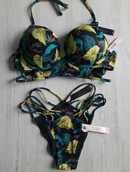 Купальник двойной пуш-ап в пальмовые листья Victoria&acutes secret bombshell 75В