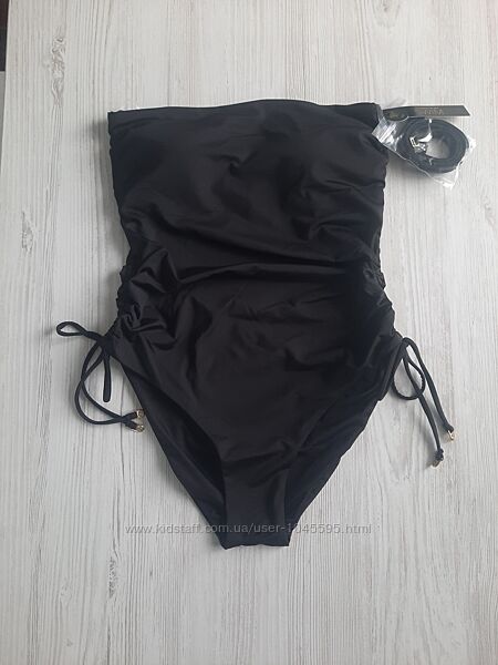 Черный сдельный цельный купальник бандо Victorias secret оригинал S M