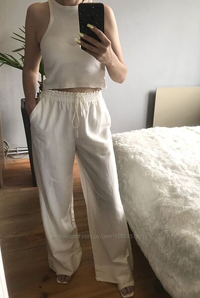 Штани Широкі. Льон/Котон/Віскоза. H&M. XS розмір. НОВІ