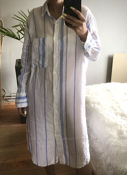 Сукня/Сорочка Пляжна. H&M. Італія 100 Льон. Преміум. XS/S розмір