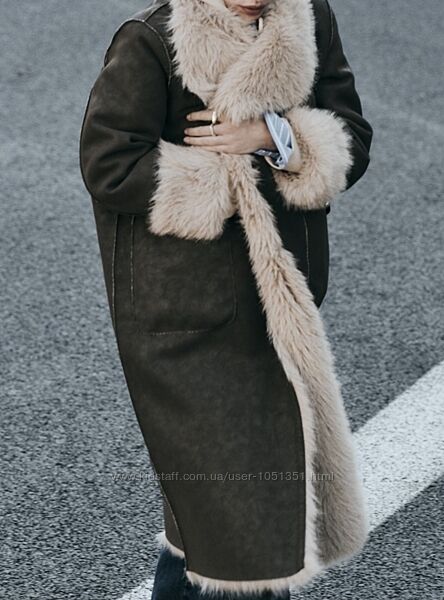 Дубльонка  ZARA. Довга. Двостороння. Хутро Єврозима. . S розмір. Нова