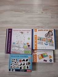 Деревянные развивающие игры направление, лото тени, рыбки, стрелки.