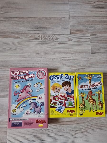 Настольные игры Haba единороги, найди предмет, жирафы.