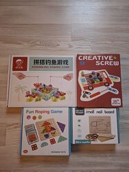 Игры на развитие мелкой моторики рыбалка, пожарная, шнуровка, геоборд.