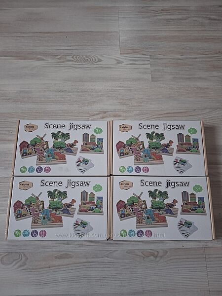 Панорамки деревянные динозавры, животные, транспорт, ферма.