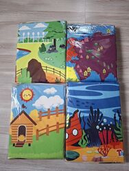 Фетровые плакаты с липучками зоопарк, ферма, море и карта мира.