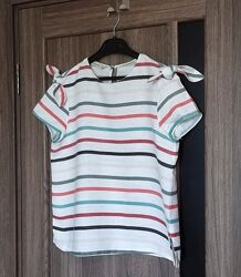 Лляна блуза ZARA, смугаста, в смужку, льон, оригінал, розмір L 