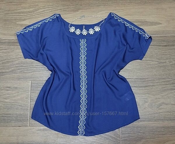 Красива блуза з вишивкою Naf Naf, віскоза, вишиванка, вишита блузка, р М, L