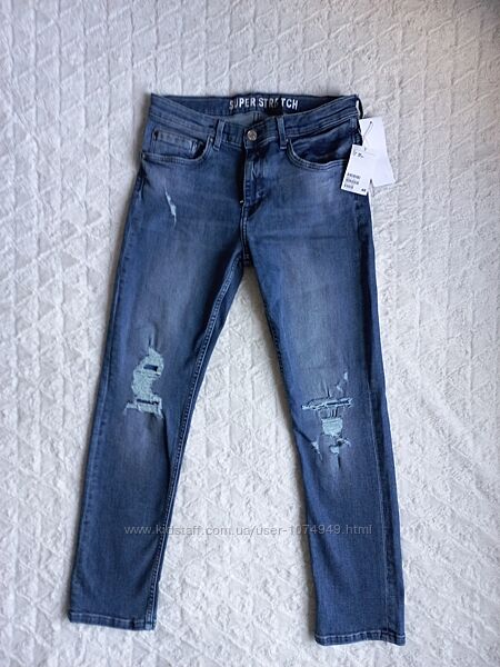 Узкие джинсы для мальчика HM Super stretch slim fit 12-13Y 160 см плотные
