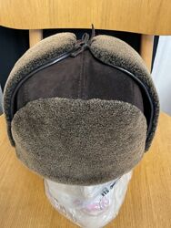 Шикарная муж меховая замшевая шапкаушанку с овчиной р 60 сост нов