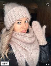 хит в наличии комплект двойка Шапка такори Бактус Косынка мохер