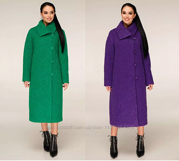 Пальто женское демисезонное длинно-ворсовое, аметист изумру, р.44-54, Украи