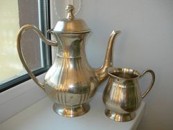 Чайник, сливочник, бронза, серебрение, Англия
