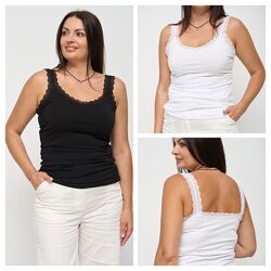 ЗНИЖКА Майки жіночі віскозні Ozkan Туреччина, рубчик, мереживо, паєтки