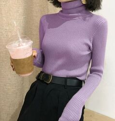 Жіноча кофта, гольф, лонгслів в рубчик теплий