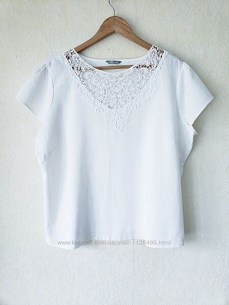 Льняная ленвискоза кружево 100  котонблуза Marks and Spencer 20