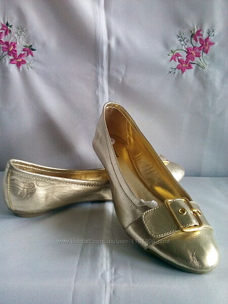 Bronx золотисті балетки  з натур. шкіри, поліурітан. підошва роз.39 