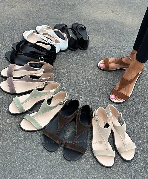 Натуральні босоніжкии із замші та шкіри