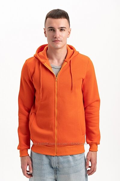 Тепла толстовка з начосом на змійці з капюшоном, 3-х нитка, кольори, С-3ХЛ