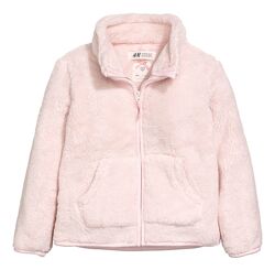 Зимове хутряне худі на блискавці для дівчинки H&M Розмір 110-116 рожеве