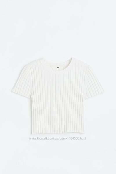 Білий топ рубчик для дівчинки 10-12 років H&M Швеція Розмір 146-152