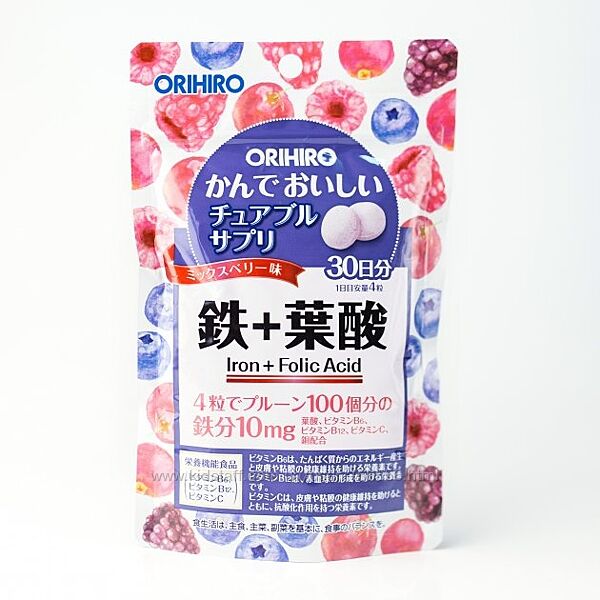 Комплекс витаминов железо и фолиевая кислота от Orihiro, Япония, 120 шт.
